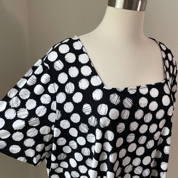 SUSAN GRAVER Womens Plus 2X Top Square Neck Short Sleeve Tunic Stretch Shirt - Picture 2 of 10